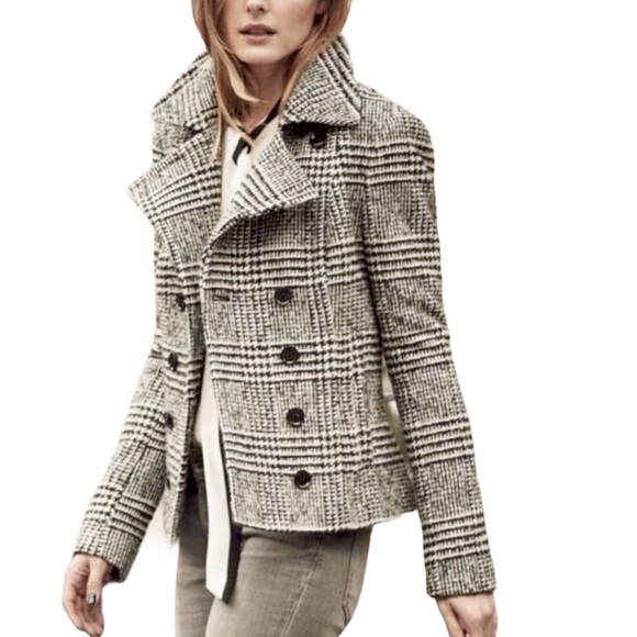 Banana Republic Factory Jackets & Blazers - Banana Republic Olivia Wool Blend Plaid Pea Coat M